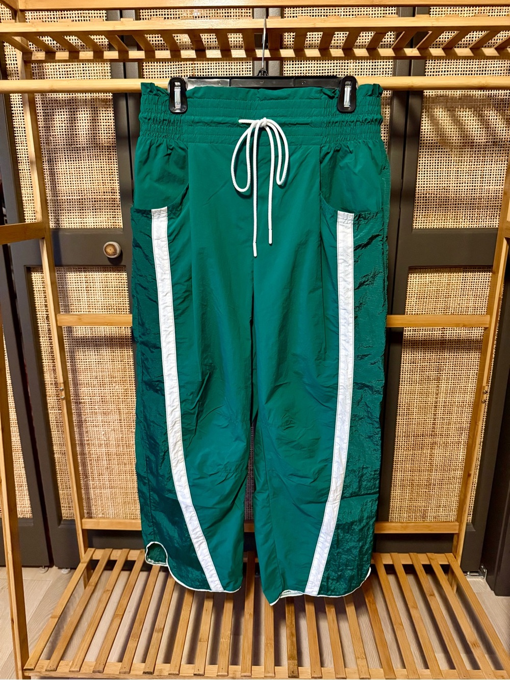 We The Free Deep Green Track Pants with White Side Stripes